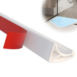 Shower Threshold Water Barrier, Self-Adhesive Silicone Splash Guard for Shower, Kitchen Countertop, Sink, Cooktop, and Bathtub (98"L+ setting tools)