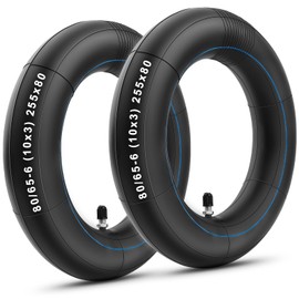 Amitor 255 x 80 Inner Tube E Scooter, 10 x 3 Inch E Scooter Tube Thickened with High Elasticity Butyl Rubber, 80/65-6 E Roller Tube with Silver Straight Valve, Not Easy Leaking, Pack of 2