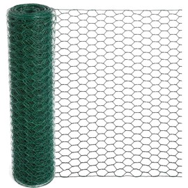 Mklsit Chicken Wire for Floral Arrangements, 15.7 x 157 Inches Green Mesh, 0.6 Inch Hexagonal Galvanized PVC Coated Netting Fence for Crafts, Poultry, Garden