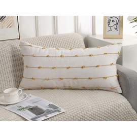 NUYECY Boho Long Lumbar Pillow Covers 14 x 20 Yellow,Classic Striped Pattern Cotton Decorative Long Lumbar Pillow Cover Case for Sofa Couch Bed Livingroom Farmhouse,Modern Accent