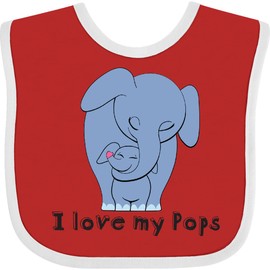 inktastic I Love My Pops Elephant Blue Baby Bib Red and White 26cbf