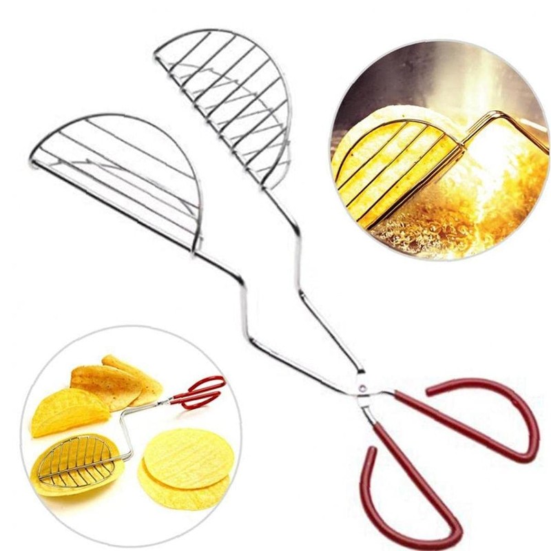 Froiny Stainless Steel Taco Maker Tongs, 12.6 Inch Long, Red,