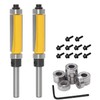 Bestgle 2Pcs 1/4" Shank Top and Bottom Bearing Flush Trim