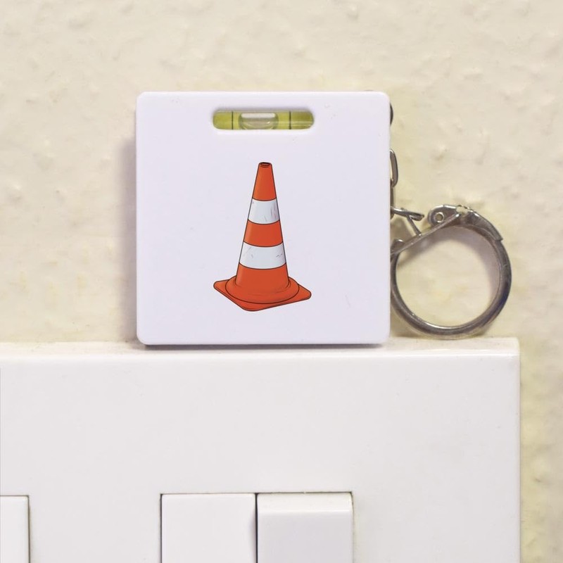 Azeeda 'Traffic Cone' Keyring Tape Measure/Spirit Level Tool (KM00031177)