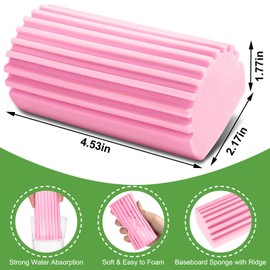 Jeymei 4-Pack Damp Clean Duster Sponge, Sponge Cleaning Brush, Duster for Cleaning Blinds, Glass, Baseboards, Vents, Railings, Mirrors, Window Track Grooves and Faucets Pink Non-Scratch Sponges