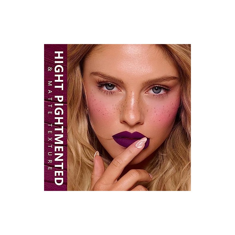 MAKI YIKA - Lápiz labial mate morado oscuro de larga