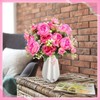 4 Bundles Artificial Peony Faux Flowers, Silk,Pink