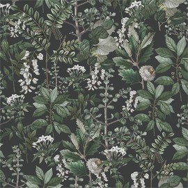 VistaPalette Dark Black Green Plants Leaf Botanical Peel and Stick Wallpaper Wall Decor Self Adhesive Wall Paper Stick on Easy Peel Off Contact for Renter Apartment