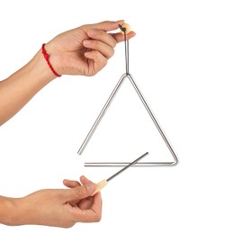 Triangle Hand Percussion with Striker,Rhythm Steel Triangles Music Instrument (7 inch)