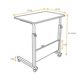 SogesGame Side Table with Wheels, Home Snack Side Table with Castors Mobile End Table,Black,05#1-80BK-S8-US