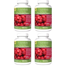 TruNature 4 PACK - Trunature CRANBERRY 650mg, 140 Vegetarian Capsules one per day 12/2026