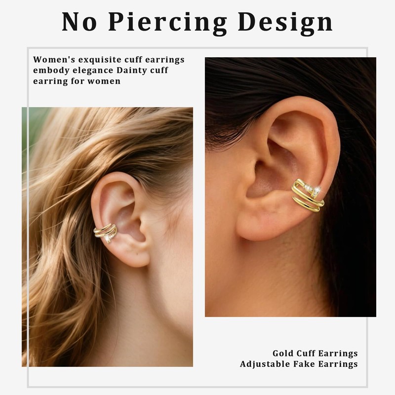 Miouzimeo Cubic Zirconia Nail Ear Cuff Non-Piercing Cartilage Earring