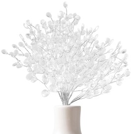 Kisangel 50 Unidades De Ramos Artificiales con Cuentas AcríLicas Y Tallos MetáLicos Flexibles para DecoracióN De Bodas Centros De Mesa Fiestas Y Hogar - 16 Cm