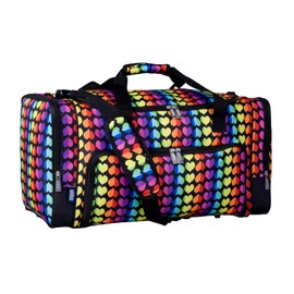 Wildkin Kids Weekender Duffel Bags for Boys & Girls, Perfect for Sleepovers and Travel Duffel Bag for Kids, Carry-On Size & Ideal for School Practice or Weekend Travel Bag (Rainbow Hearts)