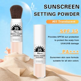 AOAZXBB Mineral Sunscreen Powder SPF Powder for Face Lightweight Breathable Sunscreen Natural Matte Finish Setting Powder for All Skin Types-01 Translucent