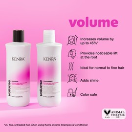 Kenra Volume Conditioner | Creates Body, Bounce & Fullness | Increases Volume up to 45% | Adds Shine | Color Safe | Fine To Normal Hair | 33.8 fl. oz.