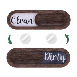 uxcell Dishwasher Magnet Clean Dirty Sign Oval Magnetic Dishwasher Indicator Wood Grain Non-Scratch with Stickers for Dishwasher Kitchen Hotel, Dark Brown