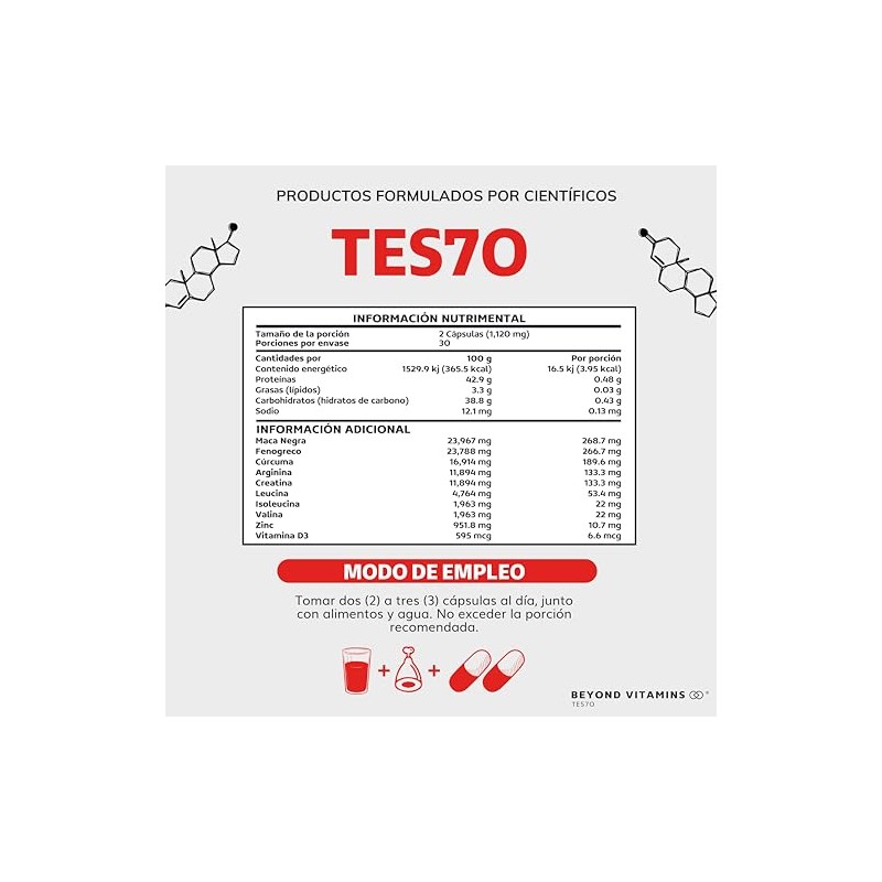 TESTO | HOMBRES | Precursor con 10 ingredientes | Maca
