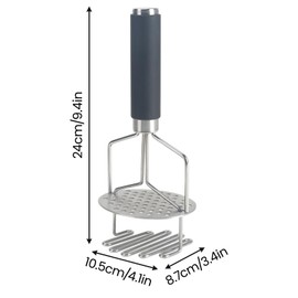 VirtuGro Potato Masher Stainless Steel Potato Masher Double Layer Masher Kitchen with Handle Masher Potato Built-in Spring for Mashed Potatoes Fruits and Vegetables Black