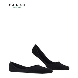 FALKE Men's Invisible Step Medium Cut Box M In Cotton No-Show Plain 1 Pair Liner Socks, Black 3000, 10-11