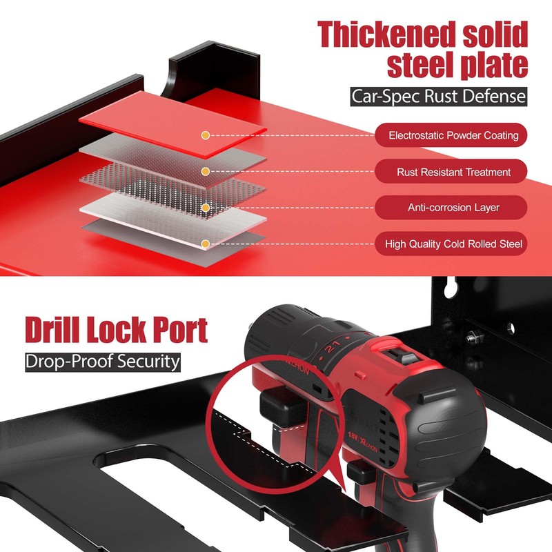 Spampur Power Tool Organizer Wall Mount with 4-Outlet Power Strip,