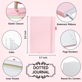 feela Dotted Journal Kit, Dot Grid Journal Hardcover Planner Notebook Set For Beginners Women Girls Note Taking with Journaling Supplies Stencils Stickers Pens Accessories, A5, 224 Pages, Pink