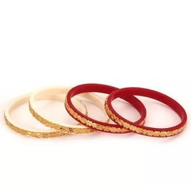 Meenakshi imitation Indian Traditional Women's Ethnic Gold-Plated Sakha Pola Bangles Set of 4