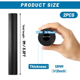 UNIFAMILY 2PCS 5/8"(16mm) ID x 3.3Ft Pipe Insulation Foam Tube Black Hollow Pipe Cover Wrap Roll for Pull-up Bar Handle/Roof Rack/AC Unit/Guitar Stand