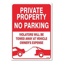 No Parking Sign Violators Will Be Towed Away at Vehicle Owners Expense Legend Sign, 14 x 10 Inch Self-Adhesive Vinyl Sticker