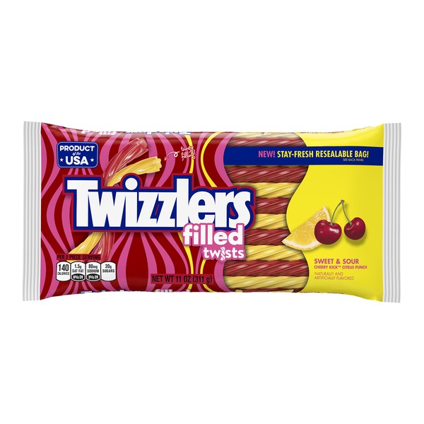 TWIZZLERS Sweet and Sour Filled Twists in Cherry and Citrus Punch Flavors (11-Ounce Bag)