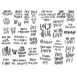 Seasonstorm Black Love Words Text Aesthetic Scrapbook Collage Paper Journal Clipping Stickers Fancy Stationery Accessories Craft Art Supplies