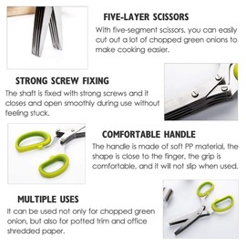ROARINGWILD Herb Scissors Stainless Steel Multipurpose 5 Blade Shears Cooking Fresh Garden Herbs Cutter Chopper Mincer Kitchen Tool Cooking Utensils Kitchen Gadget