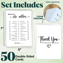 STOFINITY Would She Rather Bridal Shower Game - 50 Pcs Wedding Shower Game for 50 Guests, Bridal Party Game for Bridal Shower Decorations