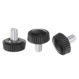 QUARKZMAN M5 x 8 mm Male Thread Knurled Knobs Thumb Screw Clamping Knobs Handle Plastic Handle Hand Knobs with Threaded Bolts Black Pack of 20