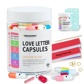 HIONXMGA 90pcs Love Capsule Letters Message in a Plastic Bottle, Cute Couple Gifts for Girlfriend Boyfriend Him Her Mom Birthday Anniversary Valentines Mothers Day Gifts