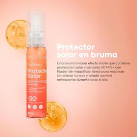 Bruma Facial Protector Solar FPS 50+ Efecto Mate con Fijador de Maquillaje, Vitamina E y Tomatillo - Protección UV, IR y Luz Azul para Todo Tipo de Pi