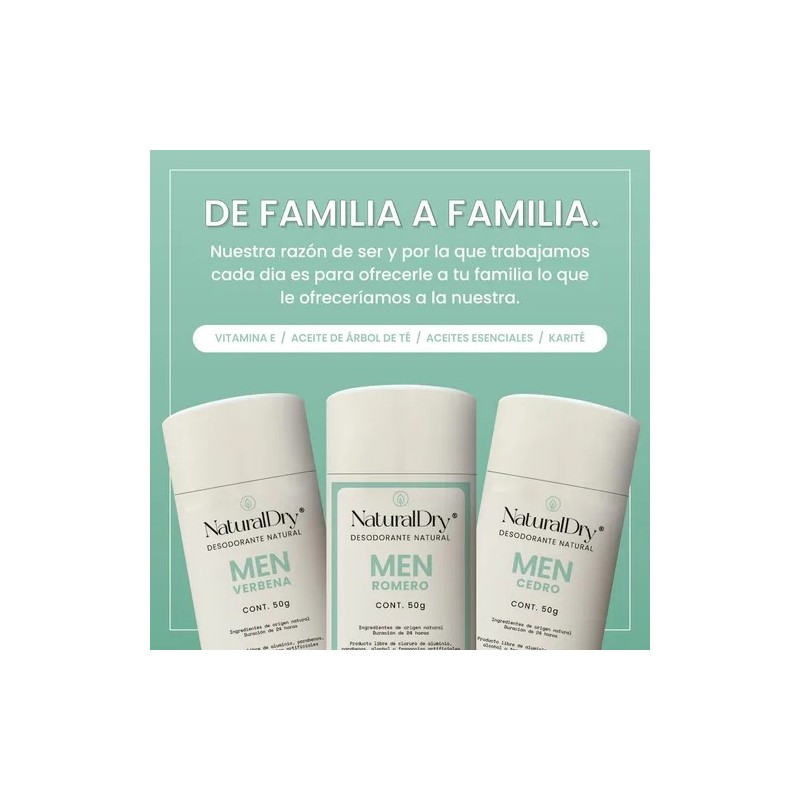 Naturaldry Desodorante Natural Hombre Barra - Aroma Romero