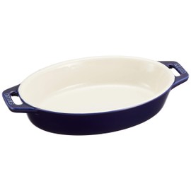 staub Dish 40508-598 Oval Dish Grand Blue 6.7 inches (17 cm) Ceramic Au Gratin Dish, Oven Safe