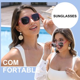 ViewJoy Oversized Sunglasses for Womens Polarized Lens Square Fashion Designer Classic Trendy Pink Frame