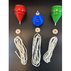 Trompo 3 Vintage Spinning Wood Tops  Made In USA