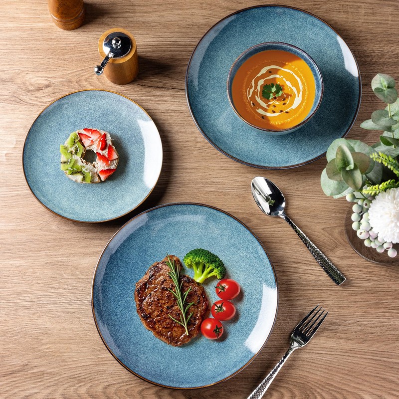 AmorArc Ceramic Dinnerware Sets for 4, 12 Pieces Handpainted Plates