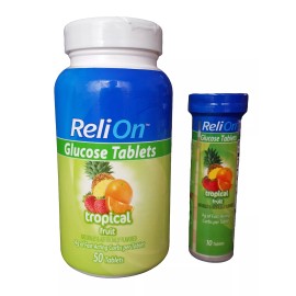 ReliOn Glucose Tablets Fruit Punch Flavor 50 Count Chewable Dietary Supplement