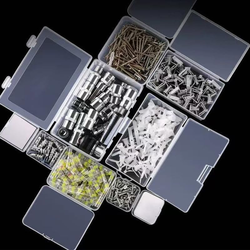 Globellapro 4PCS Square Transparent Plastic Organize,Small Storage Box with Lids,Empty