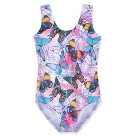HOZIY - Maillot de gimnasia para niñas y niños pequeños sin mangas para bailar estampado, Una mariposa sin mangas, 3 Años/4 Años