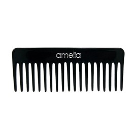 Amelia Beauty Cellulose Acetate 6in Rake Detangling Comb, Handmade, Smooth Edges, Eco-Friendly Plant Based Material, Course Teeth - Black Color