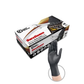 Safe Health HD Industrial Nitrile Black Disposable Gloves, Heavy Duty, 5 Mil, Box of 100, Medium, Latex Free, Powder Free, Oil Grease Resistant, Automotive, Mechanic, Maintenance