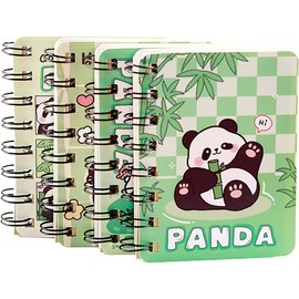 Small Mini Spiral Notebooks, 4Pcs Cute Kawaii Panda Thick Hardcover Memo Notepads Blank Pages 80 Sheets -160 Pages Journals for Study, Drawing and Writing Notes, 3.14 * 4.13 inch