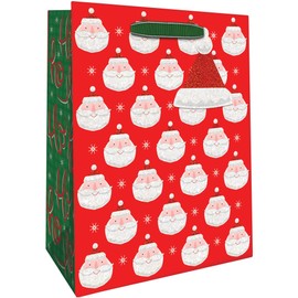 Jillson Roberts Large Christmas Gift Bags with Holographic Accents & Spot Gloss, Chic Santa (12 Count)