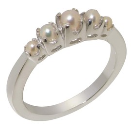 925 Sterling Silver Cultured Pearl Womens Engagement Ring - Size 9.25