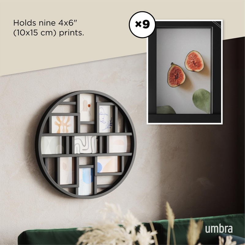 Umbra Luna Collage Picture Frame Holds Nine 4x6 Photos, Large